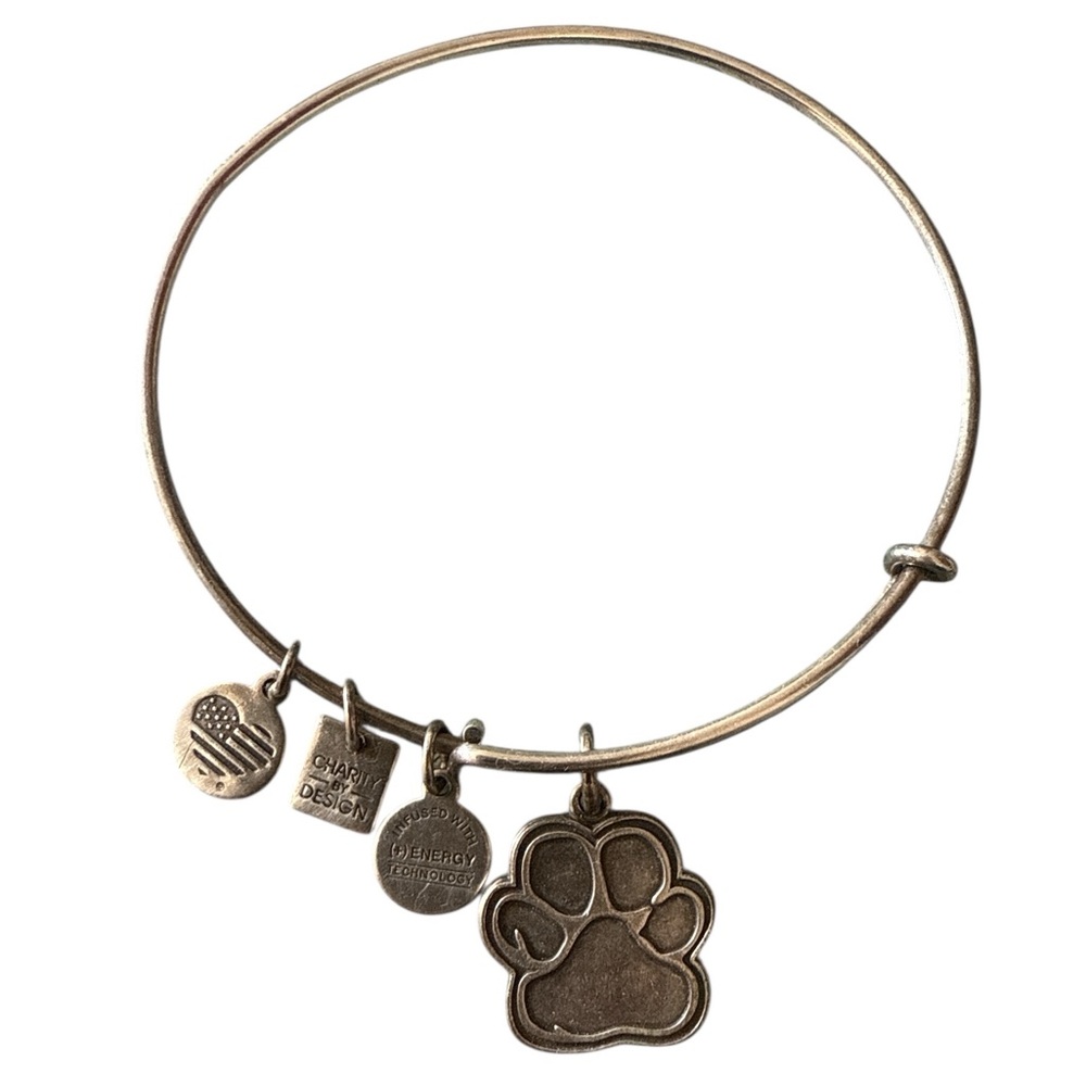 Alex and Ani Silver Dog Paw Print Charm Dangle Bracelet - Good - Picture 3 of 5